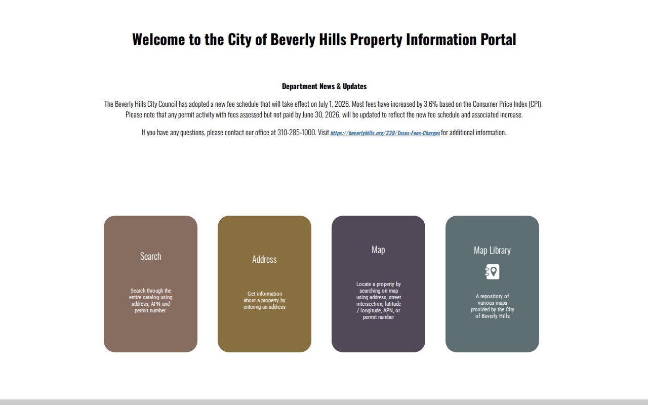 Beverly Hills street directory CitySmart address search